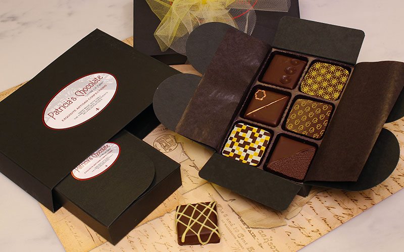 12 pieces of chocolate in a box